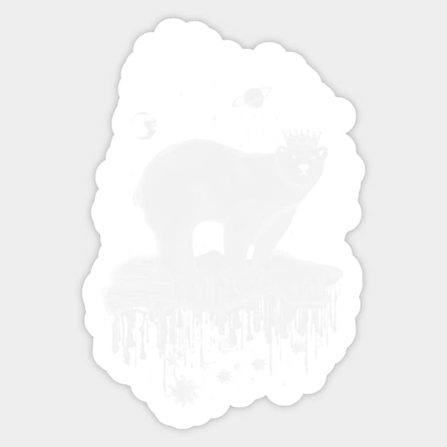 Polar bear with crown on ice floe Sticker by Kisho